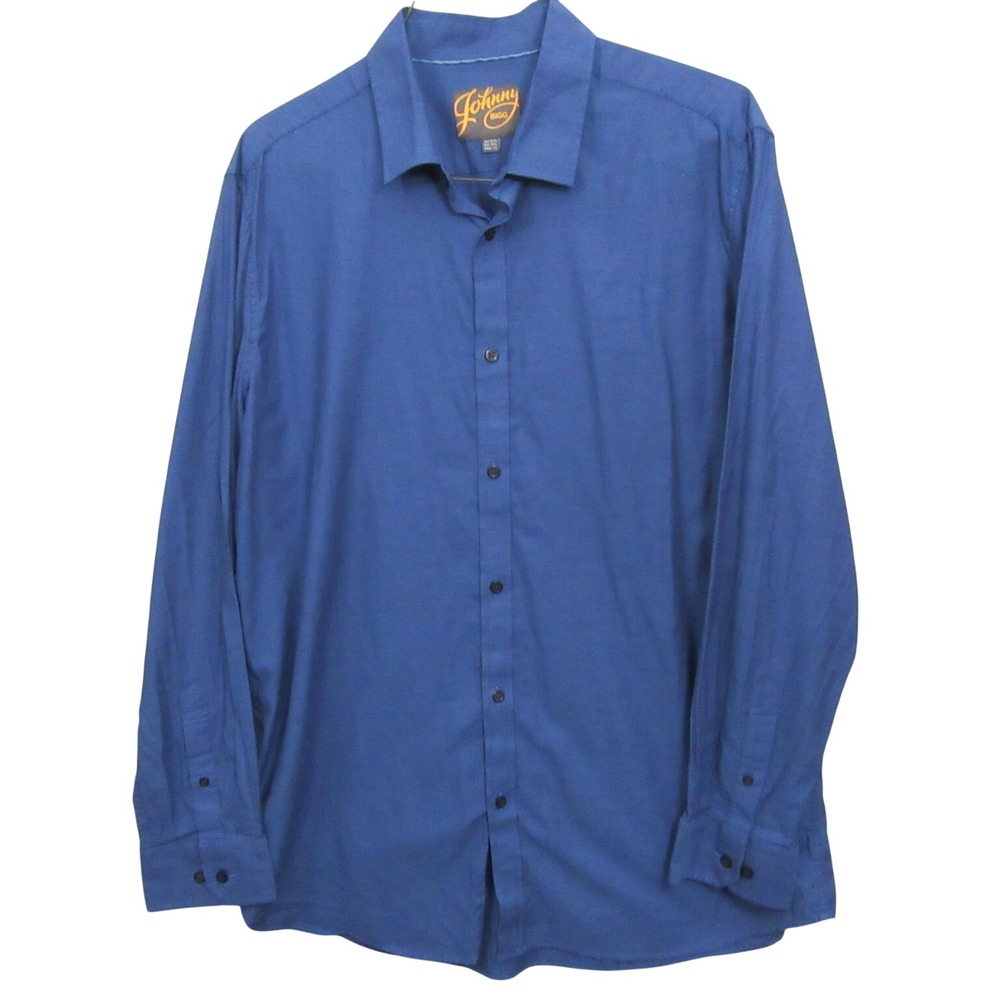 Johnny Bigg Mens Button Up Shirt XL Blue Long Sleeve 100% Cotton Casual